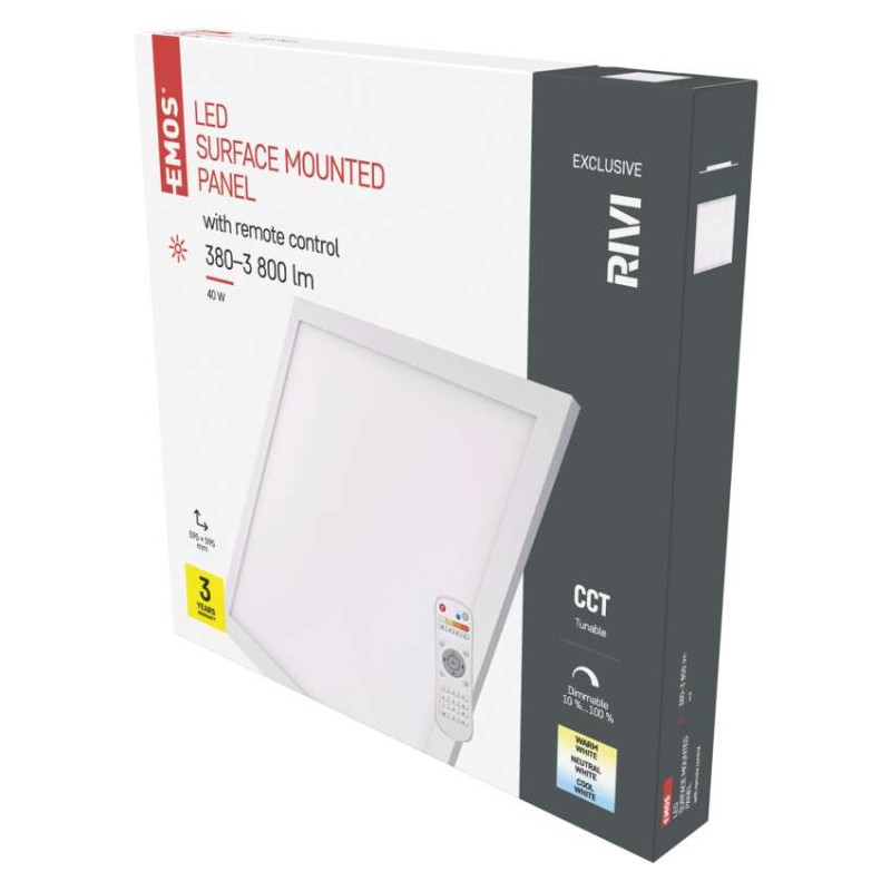 LED stropno svetilo RIVI 60x60, 40W, zatemnilno, nastavljiva CCT