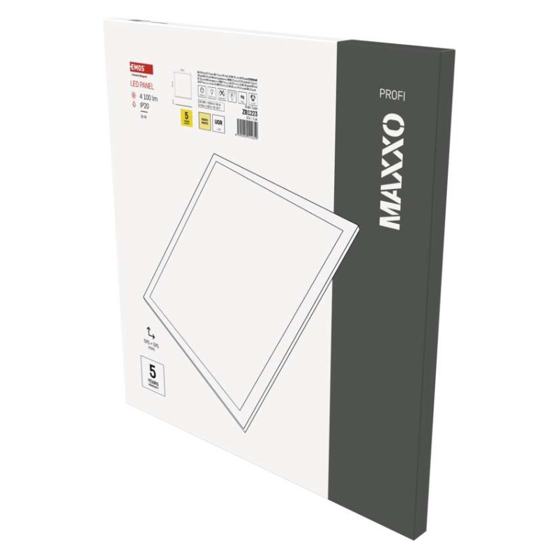 LED panel MAXXO 60 x 60 cm / 10 mm, 36 W, 4 100 lm, vgradni, toplo bela, UGR<19, IP20