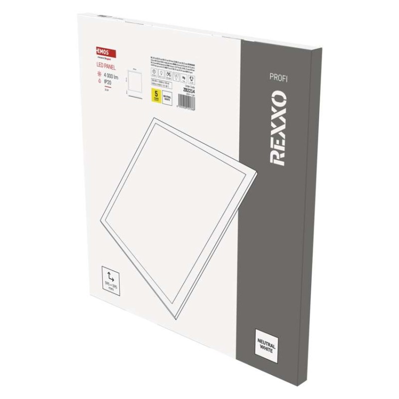 LED panel REXXO 60 x 60 cm / 24 mm, 36 W, 4 000 lm, vgradni, nevtralno bela, IP20