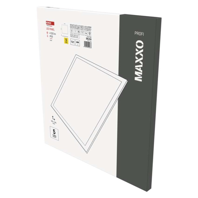 LED panel MAXXO 60 x 60 cm / 10 mm, 36 W, 4 320 lm, vgradni, nevtralno bela, UGR<19, IP20