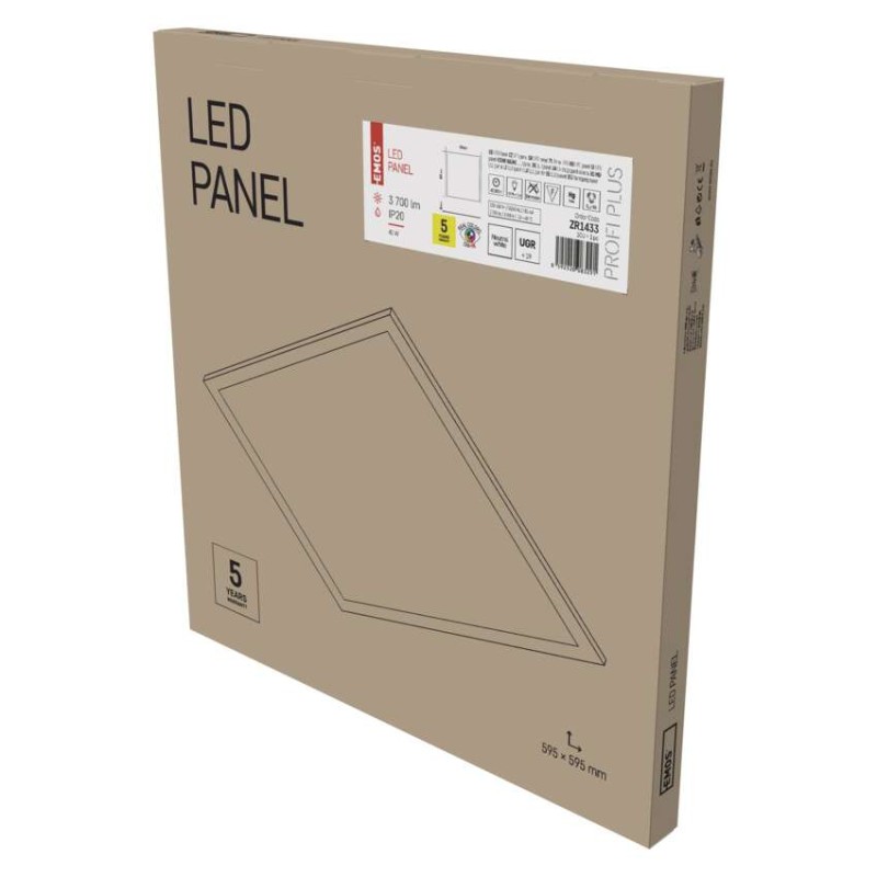 LED panel PROXO 60 x 60 cm / 10 mm, 40 W, 3 700 lm, vgradni, nevtralno bela, UGR<19, IP20