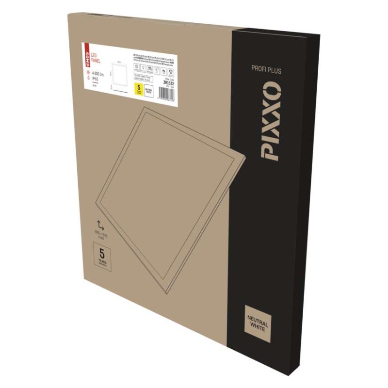 LED panel PIXXO 60 x 60 cm / 10 mm, 48 W, 4 800 lm, vgradni, nevtralno bela, IP65