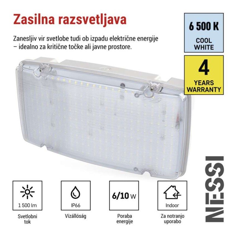 Zasilno LED svetilo NESSI, 10W, 3h, IP66 - slika 3