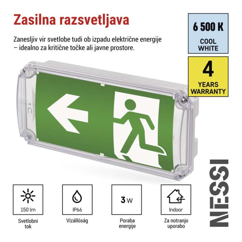 Zasilno LED svetilo NESSI, 3W, 3h, IP66 - slika 3