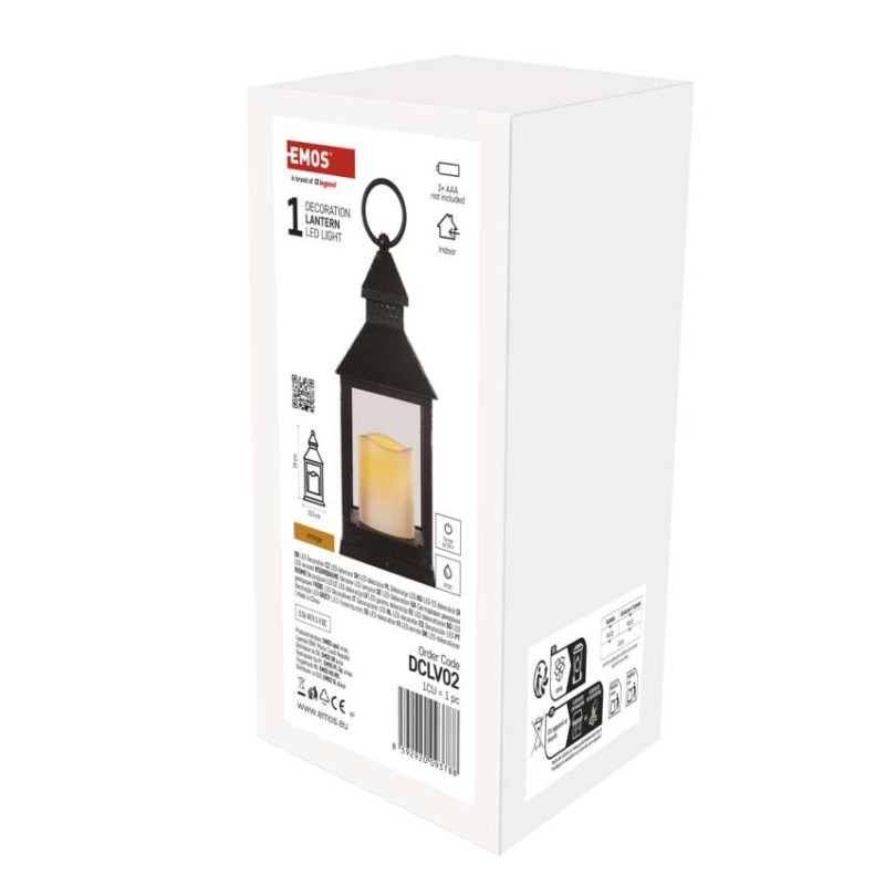 LED dekoracija – laterna antik črna utripajoča, 3x AAA, notranja, vintage, časovnik - slika 3