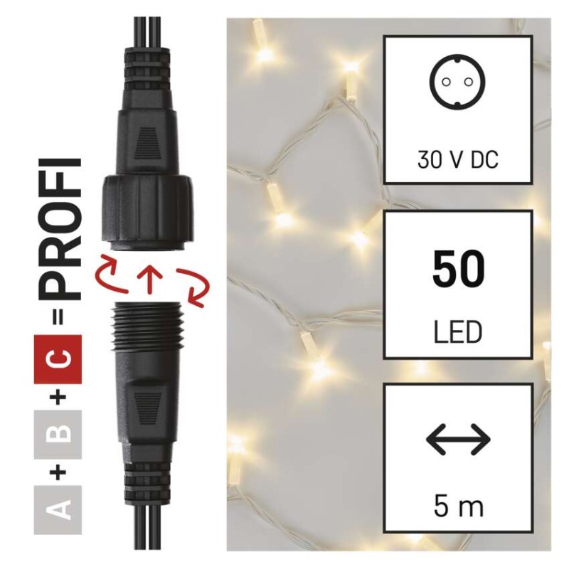 Profi LED povezovalna veriga bela, 5 m, zunanja in notranja, topla bela - slika 3