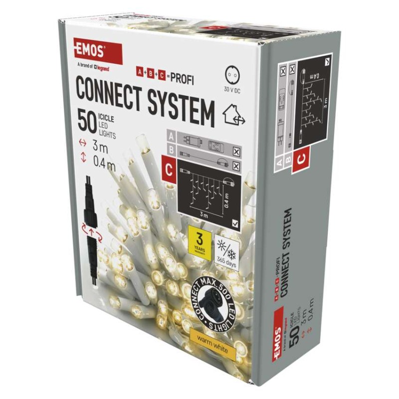 Profi LED povezovalna veriga bela – ledene sveče, 3 m, zunanja, topla bela - slika 2
