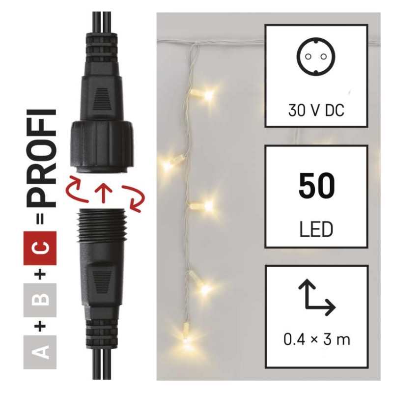 Profi LED povezovalna veriga bela – ledene sveče, 3 m, zunanja, topla bela - slika 3