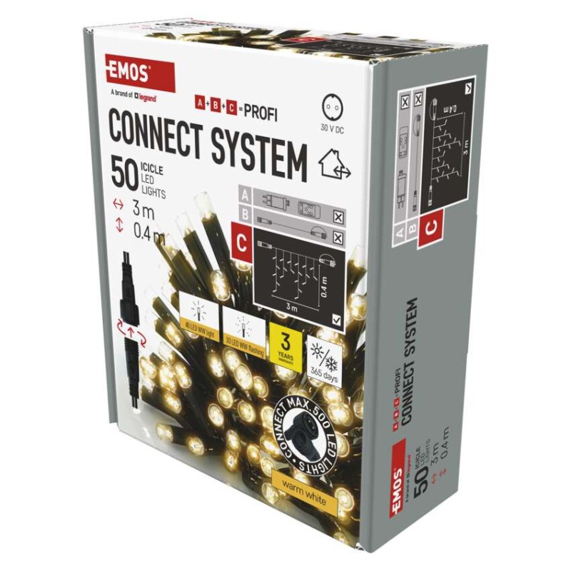Profi LED povezovalna veriga utripajoča – ledene sveče, 3 m, zun., topla bela - slika 2