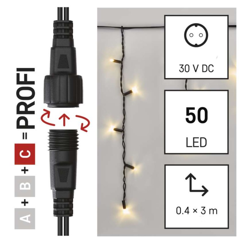 Profi LED povezovalna veriga utripajoča – ledene sveče, 3 m, zun., topla bela - slika 3