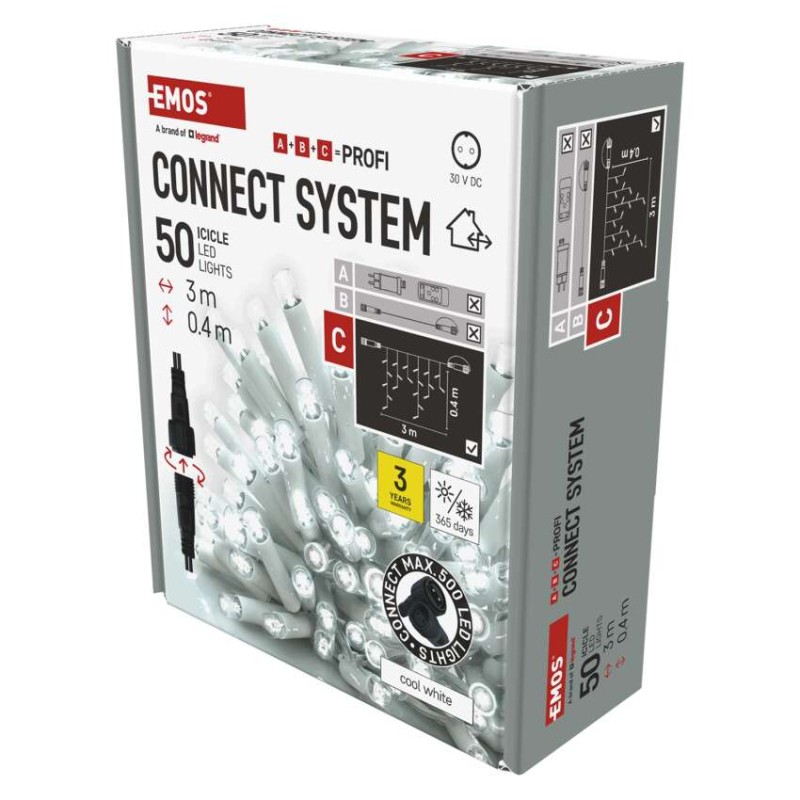 Profi LED povezovalna veriga bela – ledene sveče, 3 m, zunanja, hladna bela - slika 2