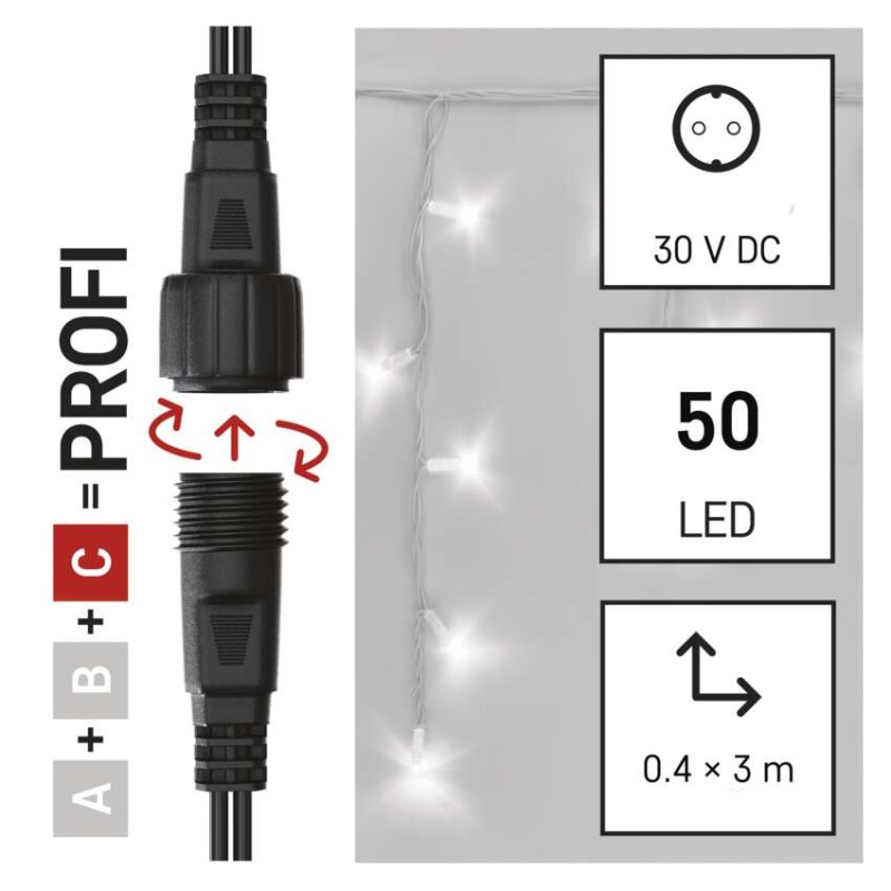 Profi LED povezovalna veriga bela – ledene sveče, 3 m, zunanja, hladna bela - slika 3