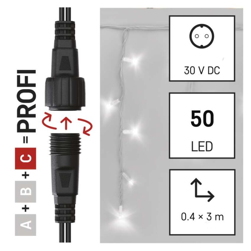 Profi LED povez. veriga utripajoča bela – ledene sveče, 3 m, zun., hladna bela - slika 3