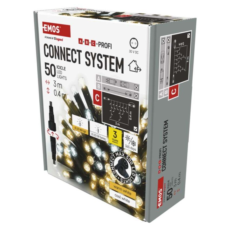 Profi LED povezovalna veriga utripajoča – ledene sveče, 3 m, zunanja, topla/hladna bela - slika 2