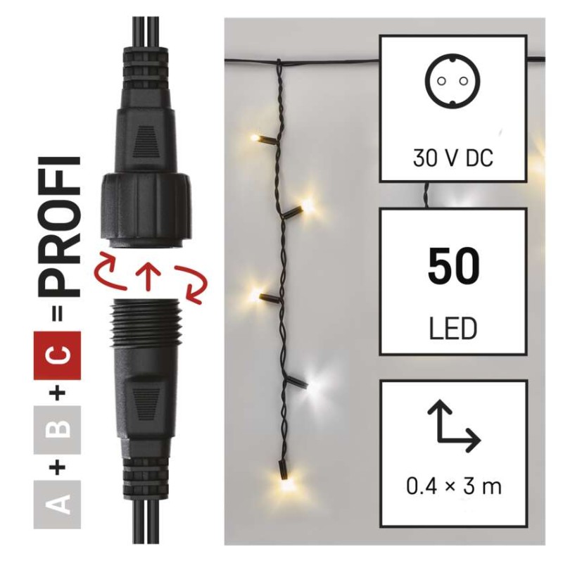 Profi LED povezovalna veriga utripajoča – ledene sveče, 3 m, zunanja, topla/hladna bela - slika 3