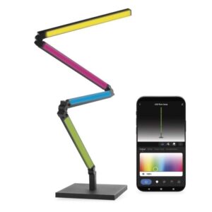GoSmart LED stoječa svetilka, črna, 175 cm, topla bela / RGBIC WiFi