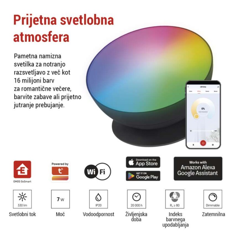 GoSmart LED ambientalna svetilka, črna, topla bela–hladna bela/ RGB, WiFi - slika 3