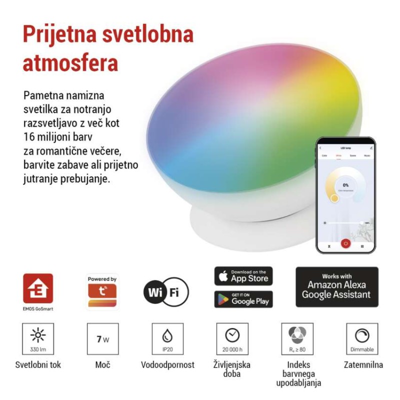 GoSmart LED ambientalna svetilka, bela, topla bela–hladna bela/ RGB, WiFi - slika 3