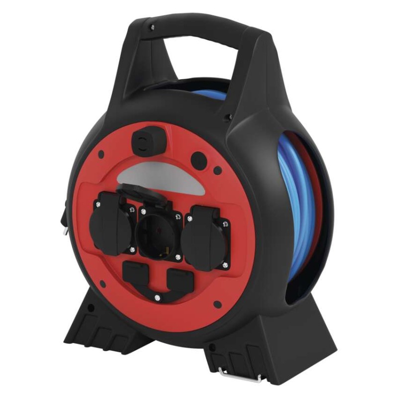 Vremensko odporen kabelski kolut 20 m / 3 vtičnice / modra / PVC / 230 V / 1,5 mm2