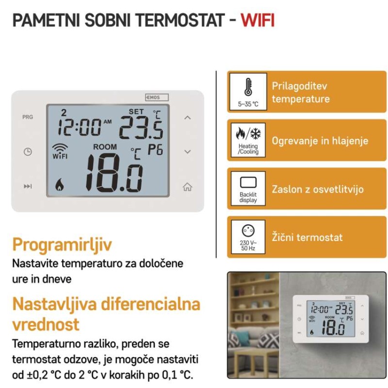 Sobni žični WiFI GoSmart termostat P56201 s programiranjem - slika 3