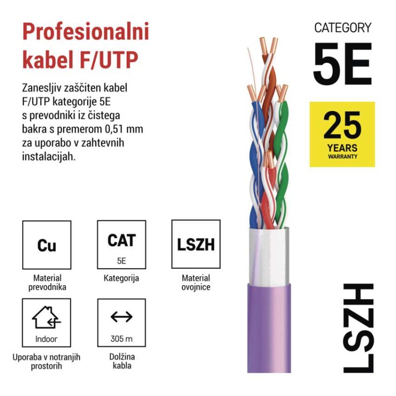 Kabel CAT5E FTP LSZH 305M - slika 2